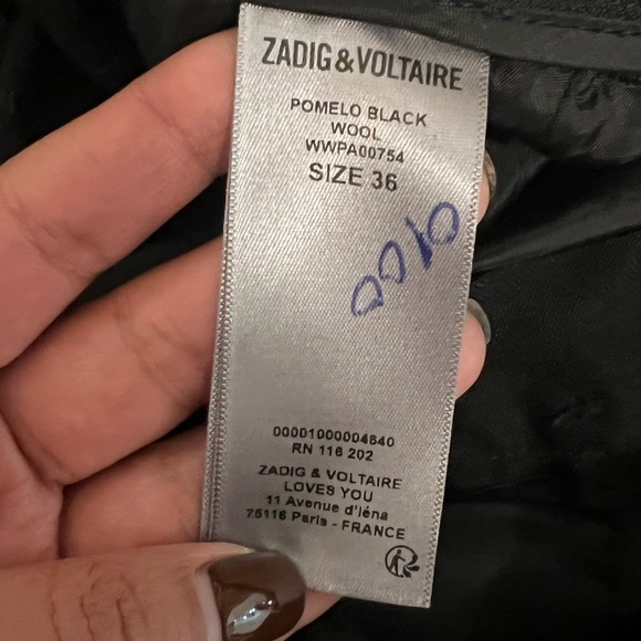 Zadig & Voltaire woman's trouser pants color black size 36 - Picture 8 of 8